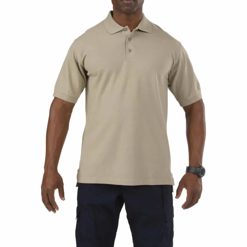 5.11 PROFESSIONAL SHORT SLEEVE POLO SILVER TAN SIZE M 41060